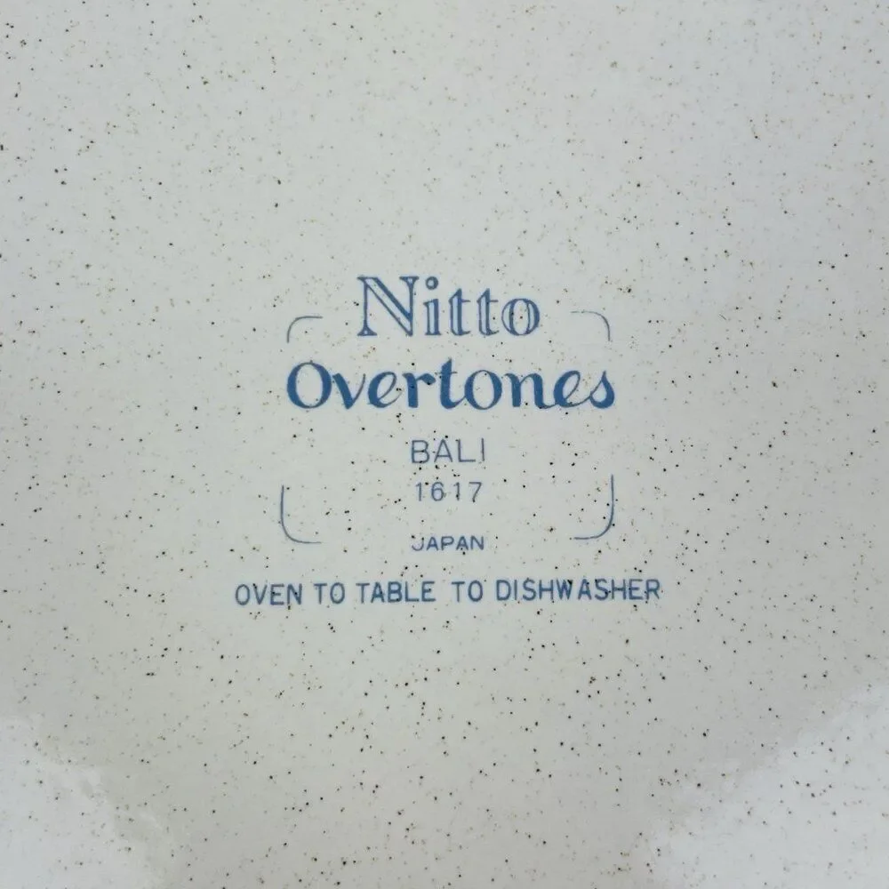 Nitto Overtones Bali Chop Plate Serving Platter Japan Blue Flowers Stoneware